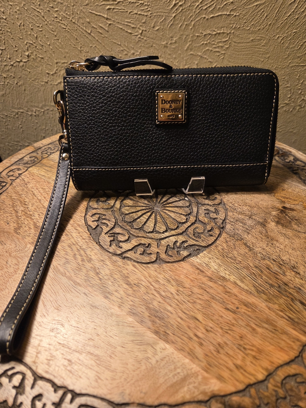 Dooney & Bourke Black Pebbled Leather Wristlet/Wallet